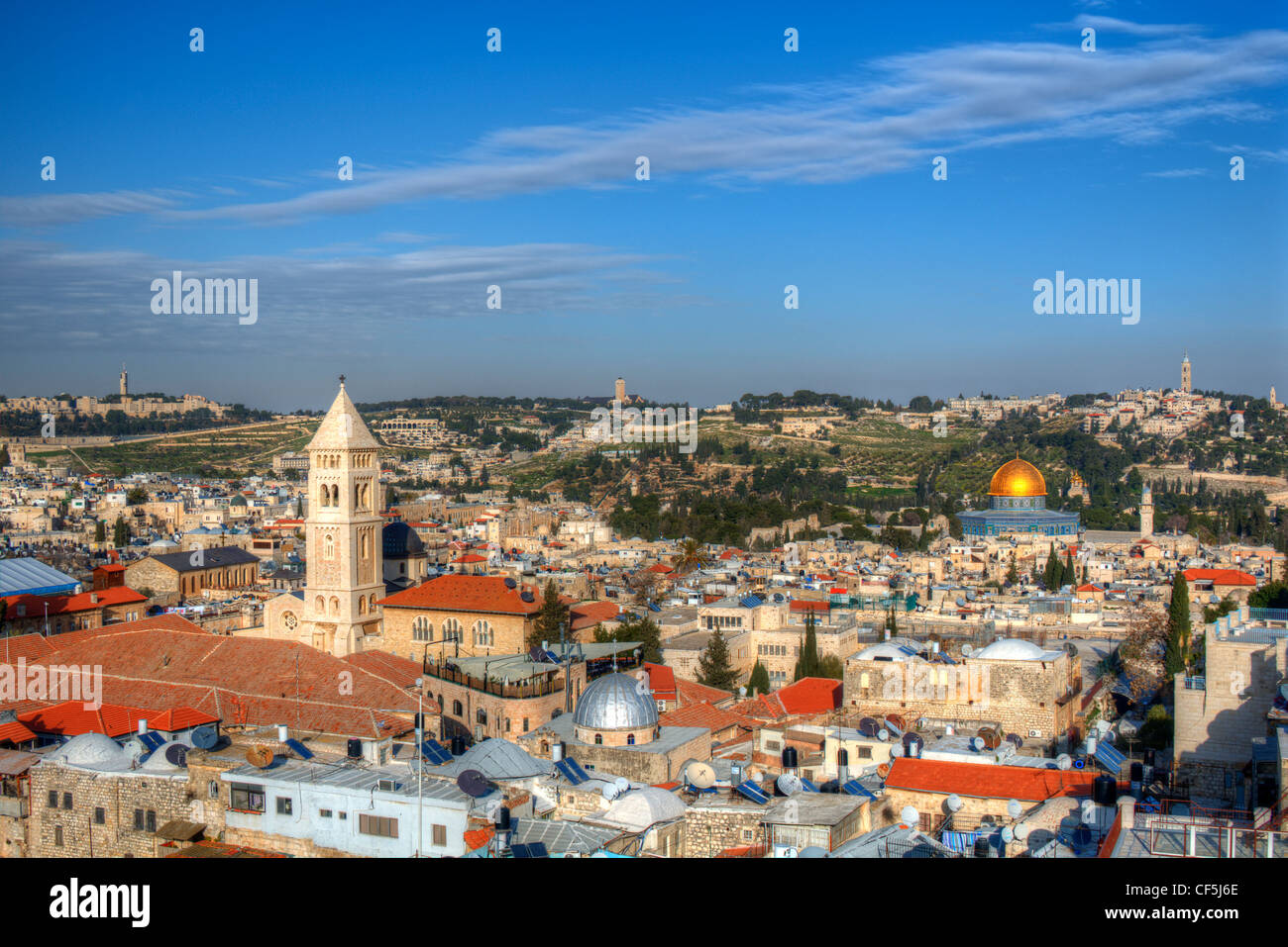 Aerial view the Old City of Jerusalem, Israel. Stock Photo