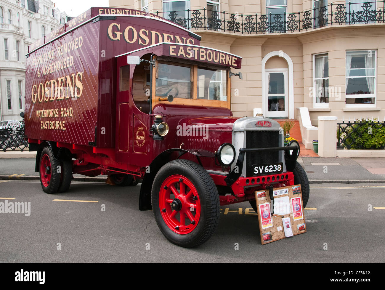 A vintage Leyland removal van on display at the Magnificent Motors event on the seafront. Stock Photo