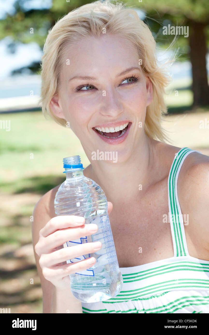 Female drinking water Stock Photo Alamy