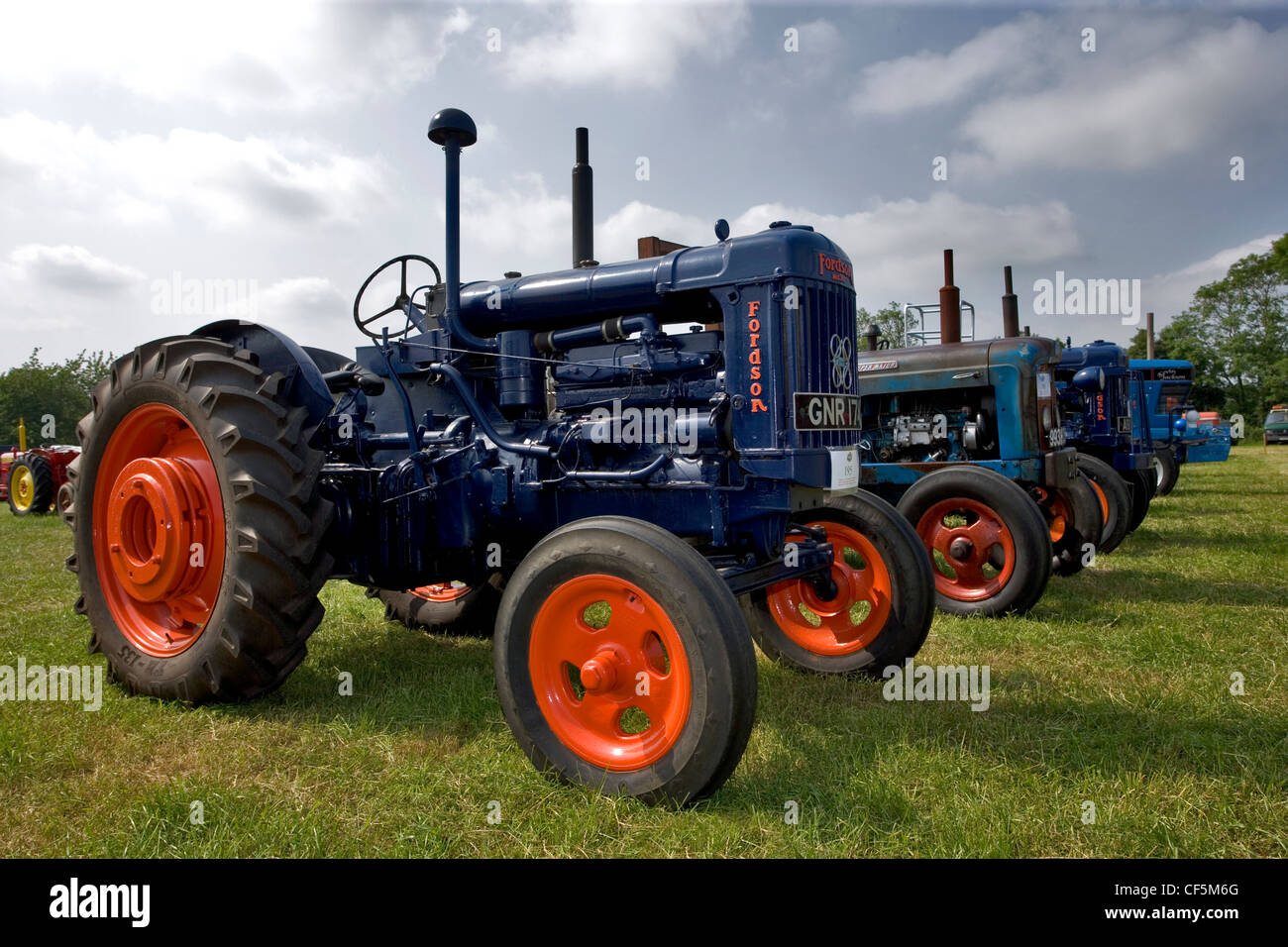 Fordson Major E27N P6 tractor at the Whitwell Steam and Country Fair. Steam tractors were built as small road locomotives and we Stock Photo