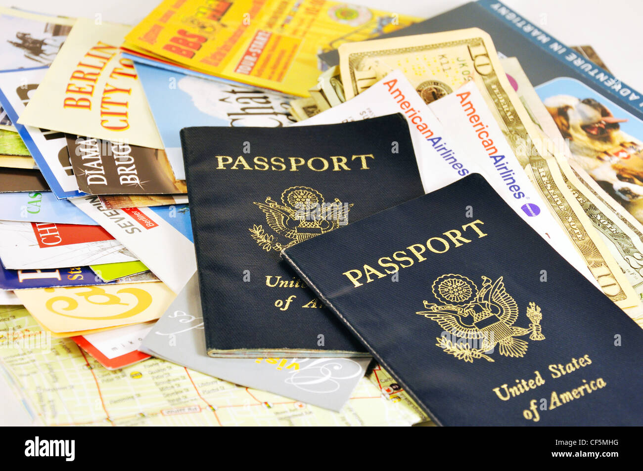 US passports and traveling documents Stock Photo Alamy