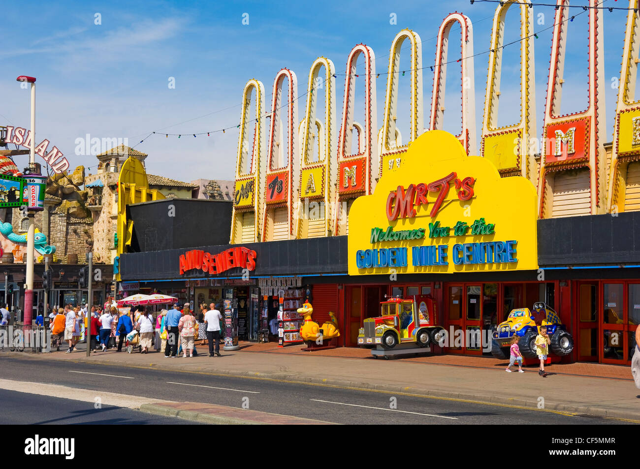 Amusements along the Golden Mile in Blackpool. Stock Photo