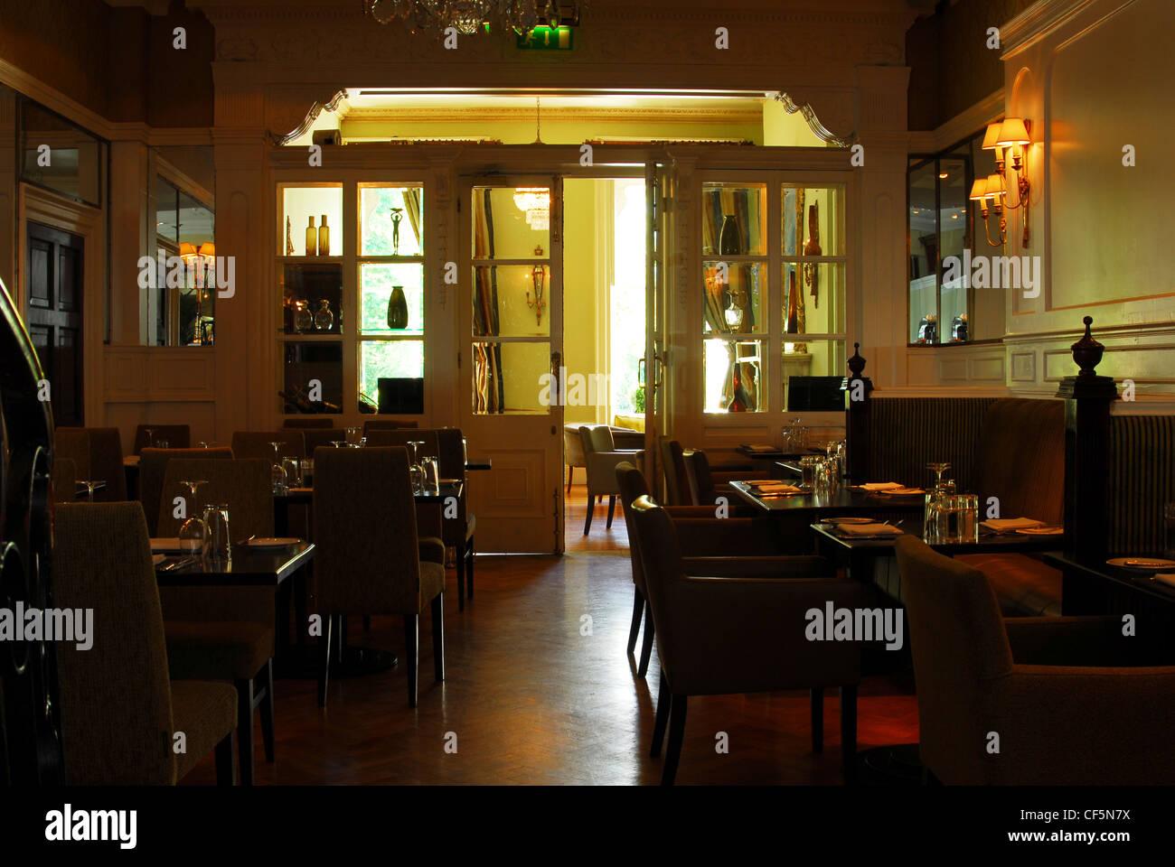 The interior of the Restaurant at Brownes Hotel in Dublin. Stock Photo
