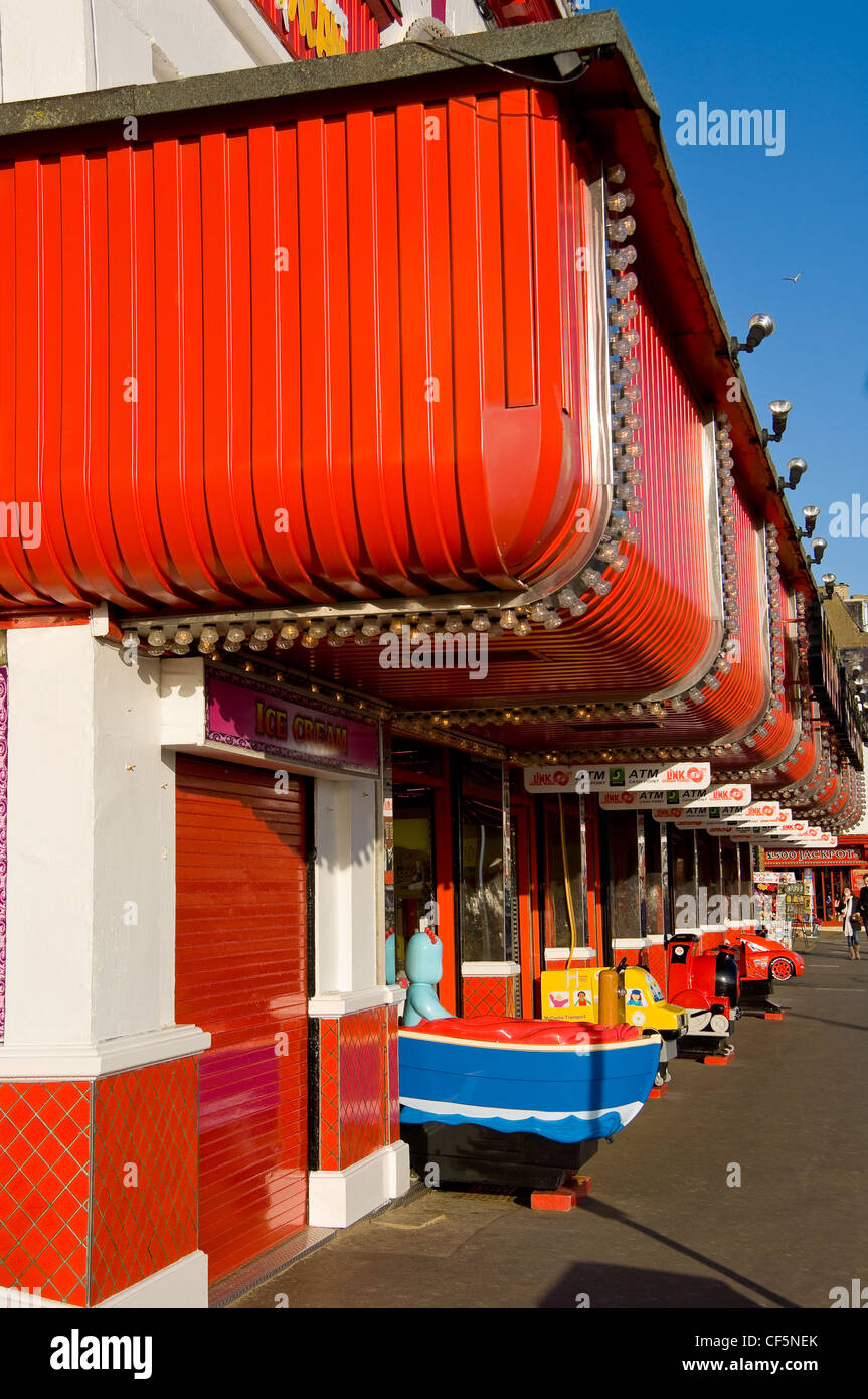 Amusement arcades on the seafront at Scarborough. Stock Photo