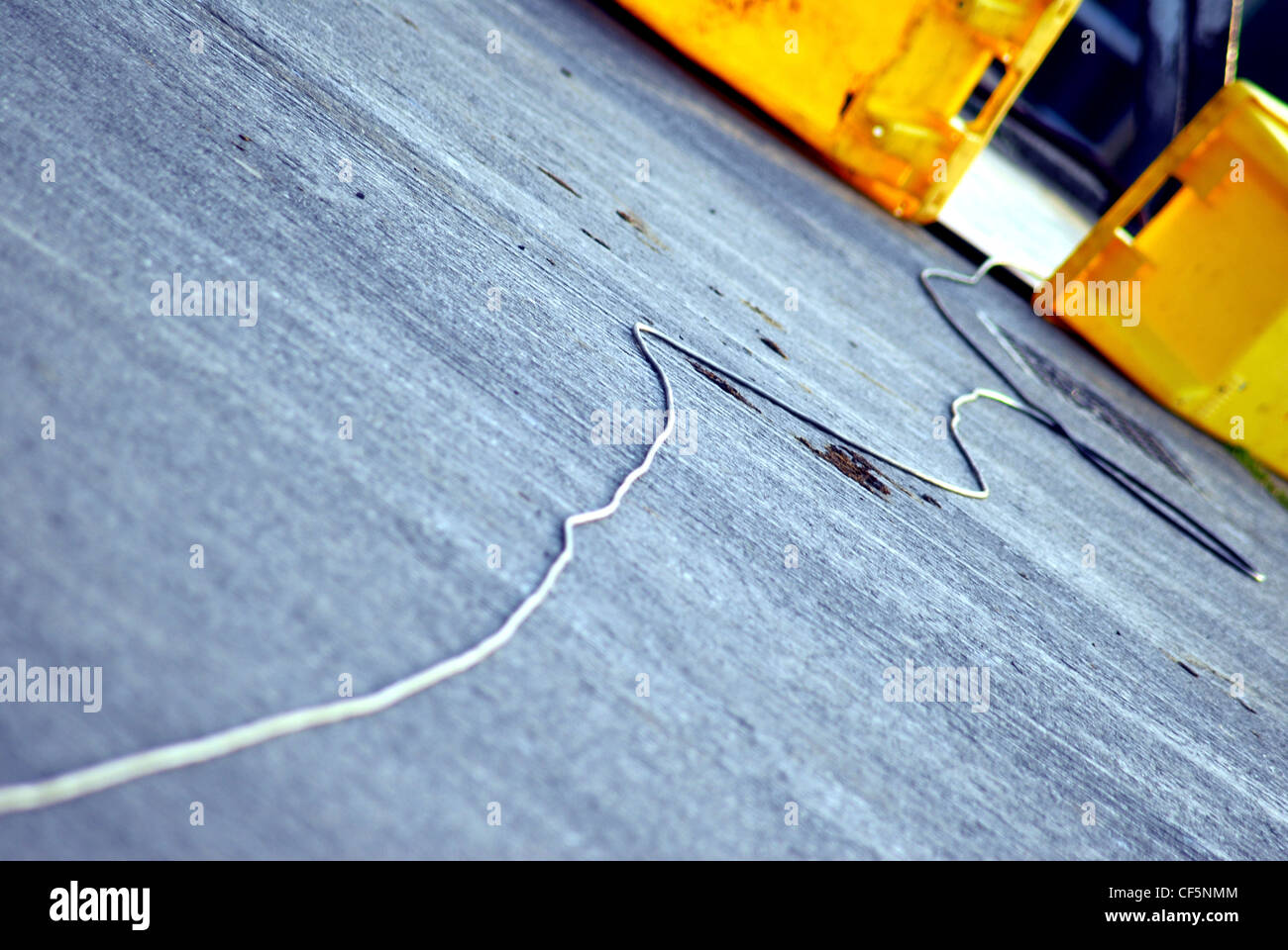 Detailed view of a line of rope at Howth harbour in Dublin. Stock Photo