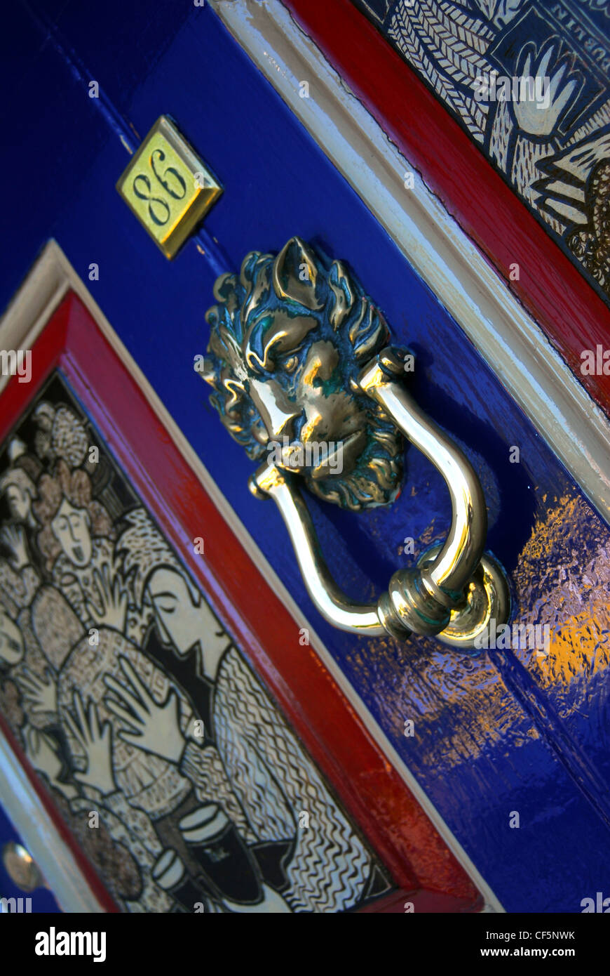 An ornate door knocker at Merrion Square in Dublin. Stock Photo