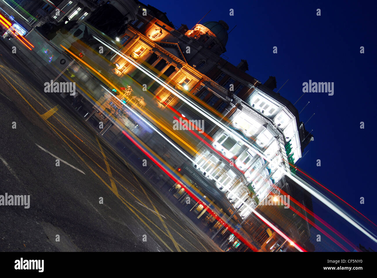 Night time view of O'Connell Street in Dublin. Stock Photo