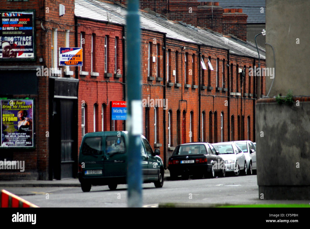 A road of terraced houses in The Liberties. Stock Photo