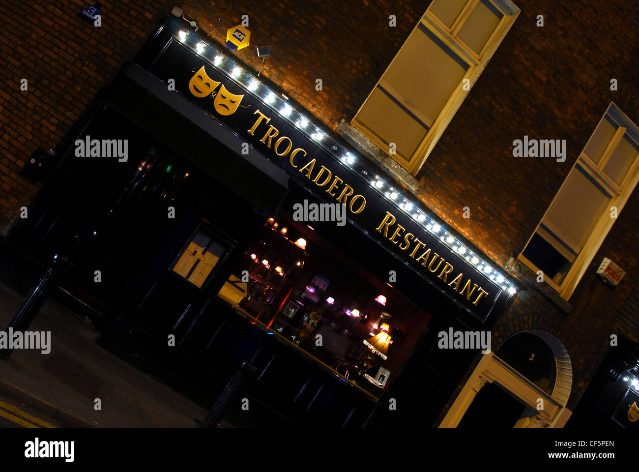 A night time view of the Trocadero Restaurant in Dublin. Stock Photo