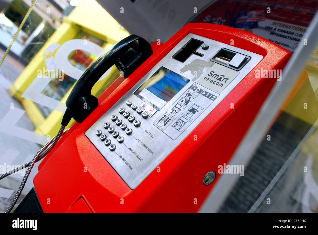 Close up of a phone box in central Cork. Stock Photo