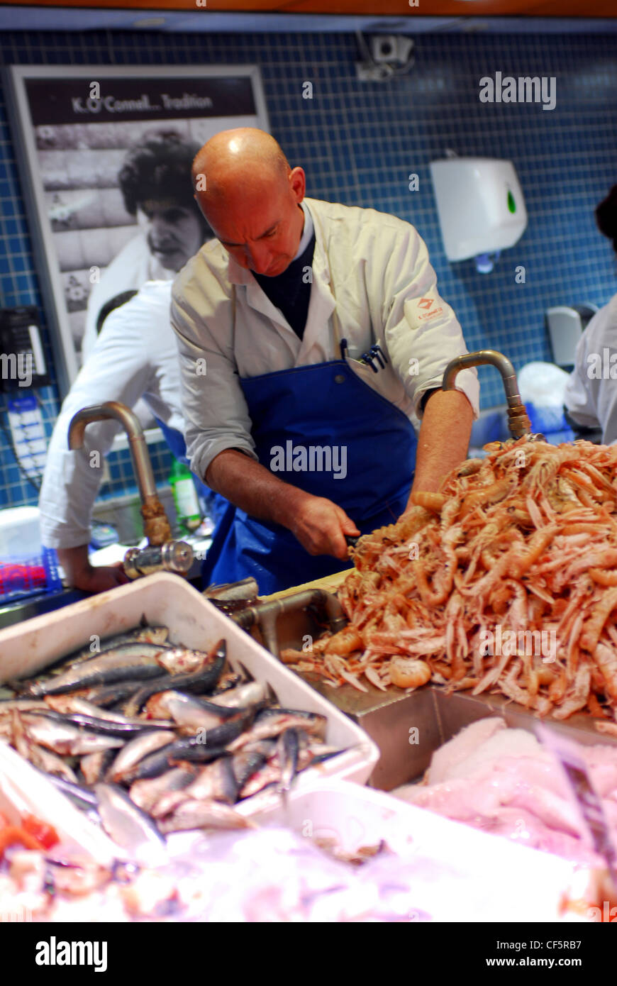 Detailed view of a fish stall at the English Market in Cork Stock Photo