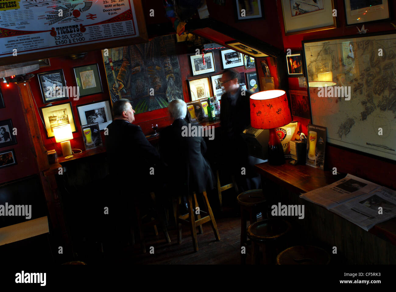 Interior view of drinkers at the Sin E pub in Cork. Stock Photo