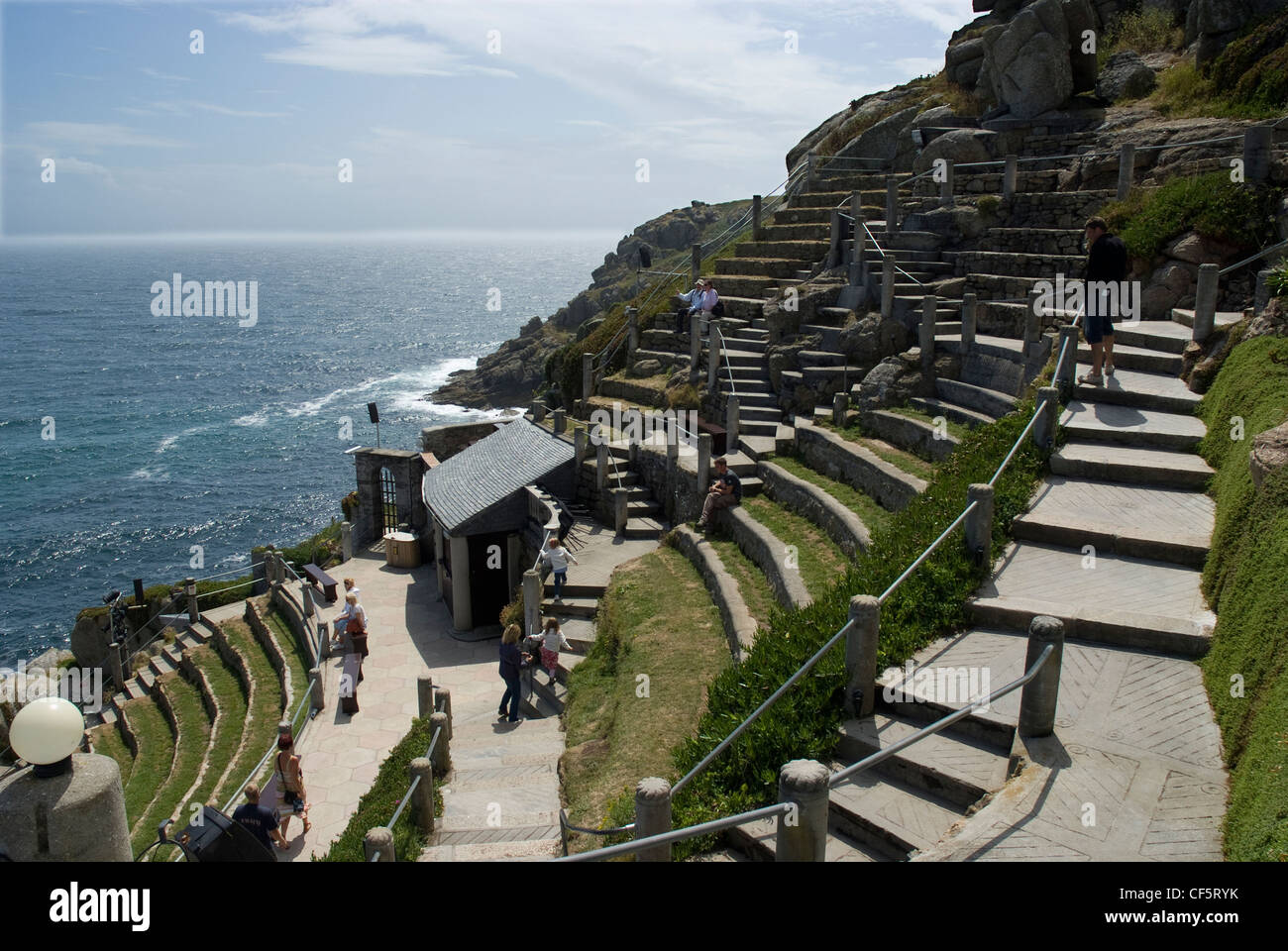 Looking across the steep sweep of the Minack Theatre auditorium. Stock Photo