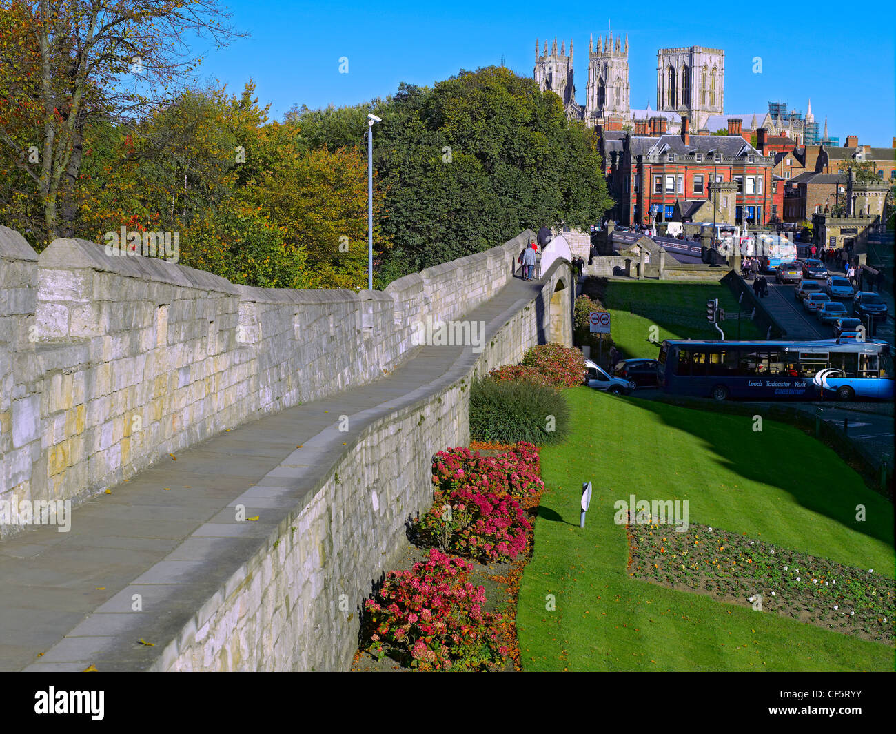 York Minster from the City Walls in autumn. Stock Photo