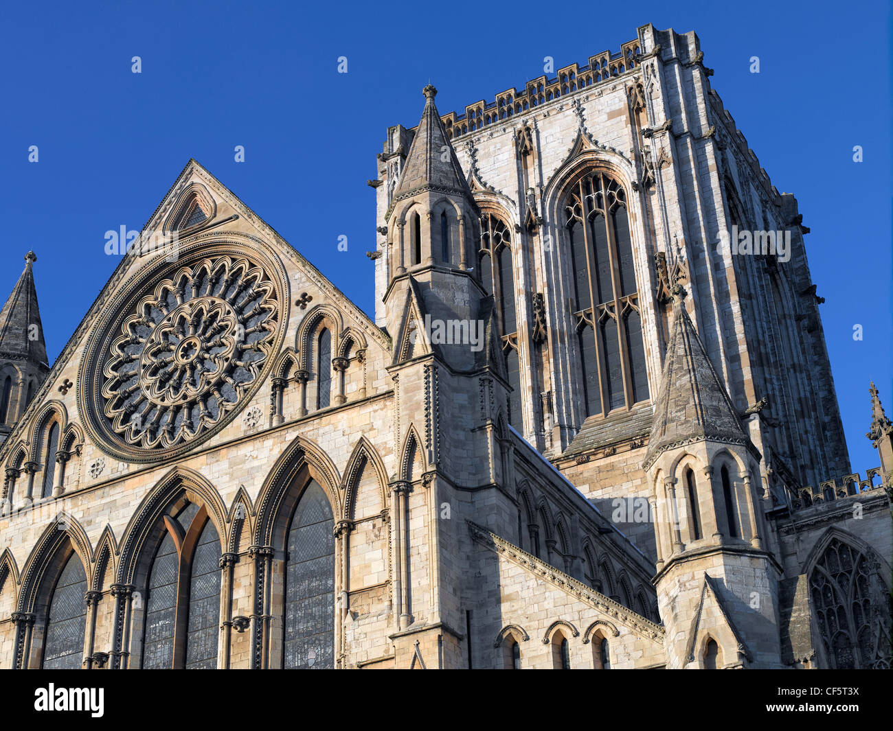 The Rose Window in the South Transept of York Minster. Stock Photo