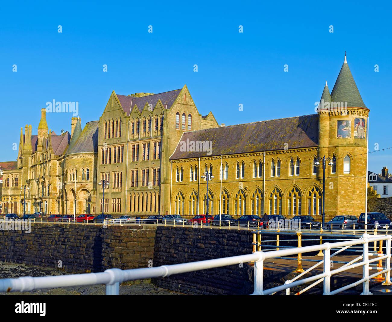 Old College Aberystwyth University, originally opened in 1865 as the Castle Hotel. It is one of finest examples of the work of G Stock Photo