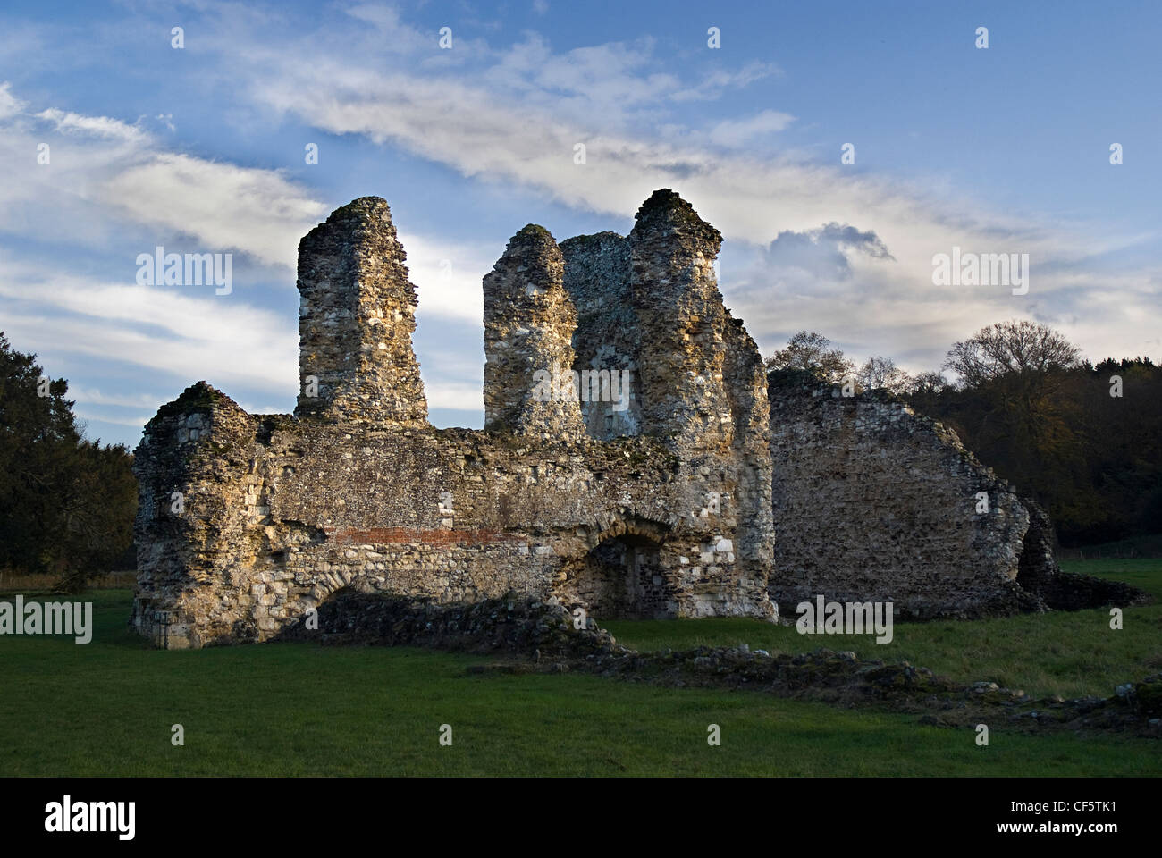 The ruins of Waverley Abbey, the first Cistercian abbey in England, founded in 1128 by William Giffard, Bishop of Winchester. Stock Photo
