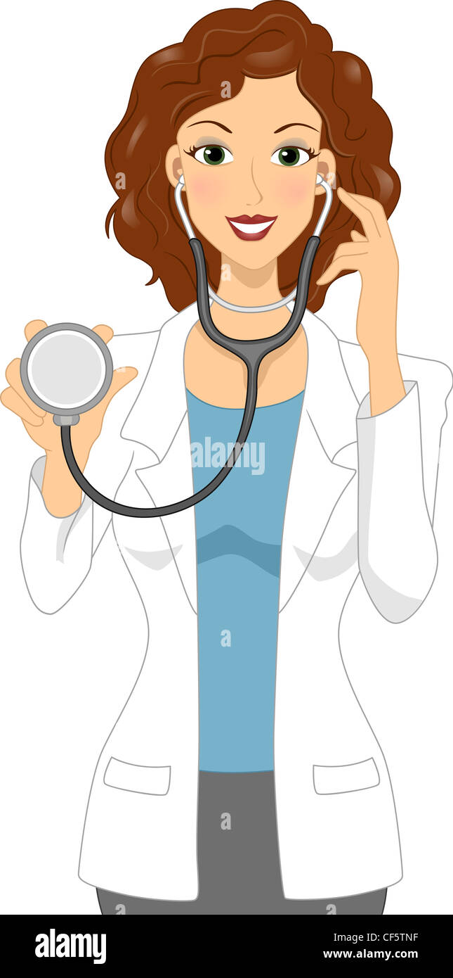Illustration of a Female Doctor Holding a Stethoscope Stock Photo - Alamy