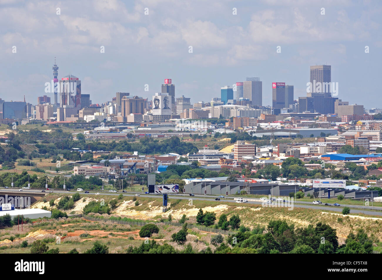 View of city from Giant Wheel at Gold Reef City Theme Park, Johannesburg, Gauteng Province, South Africa Stock Photo