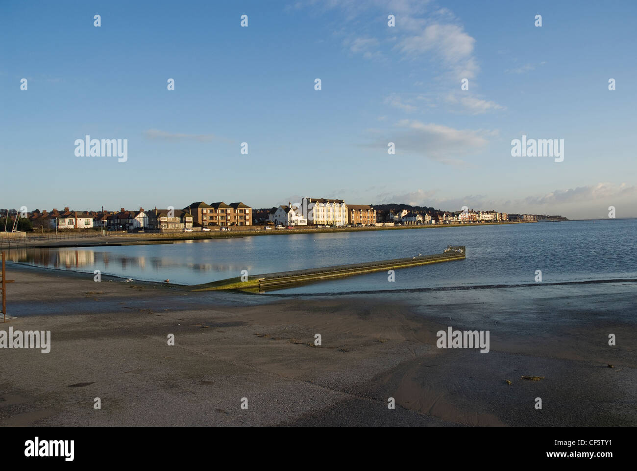 West Kirby Marine Lake and Causeway at West Kirby. Stock Photo