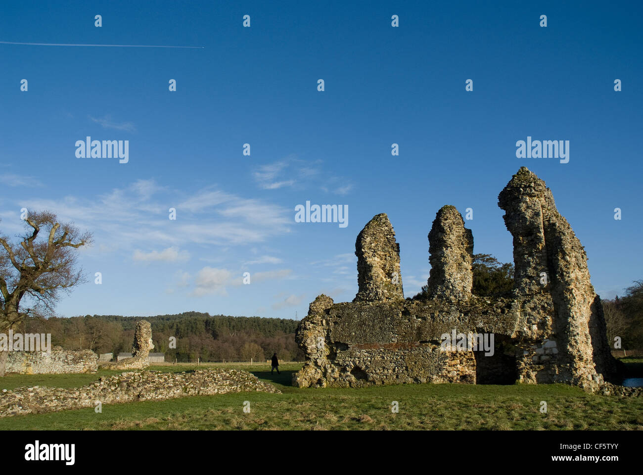 The ruins of Waverley Abbey. Built in 1128 it was Britain's first Cistercian Abbey. Stock Photo