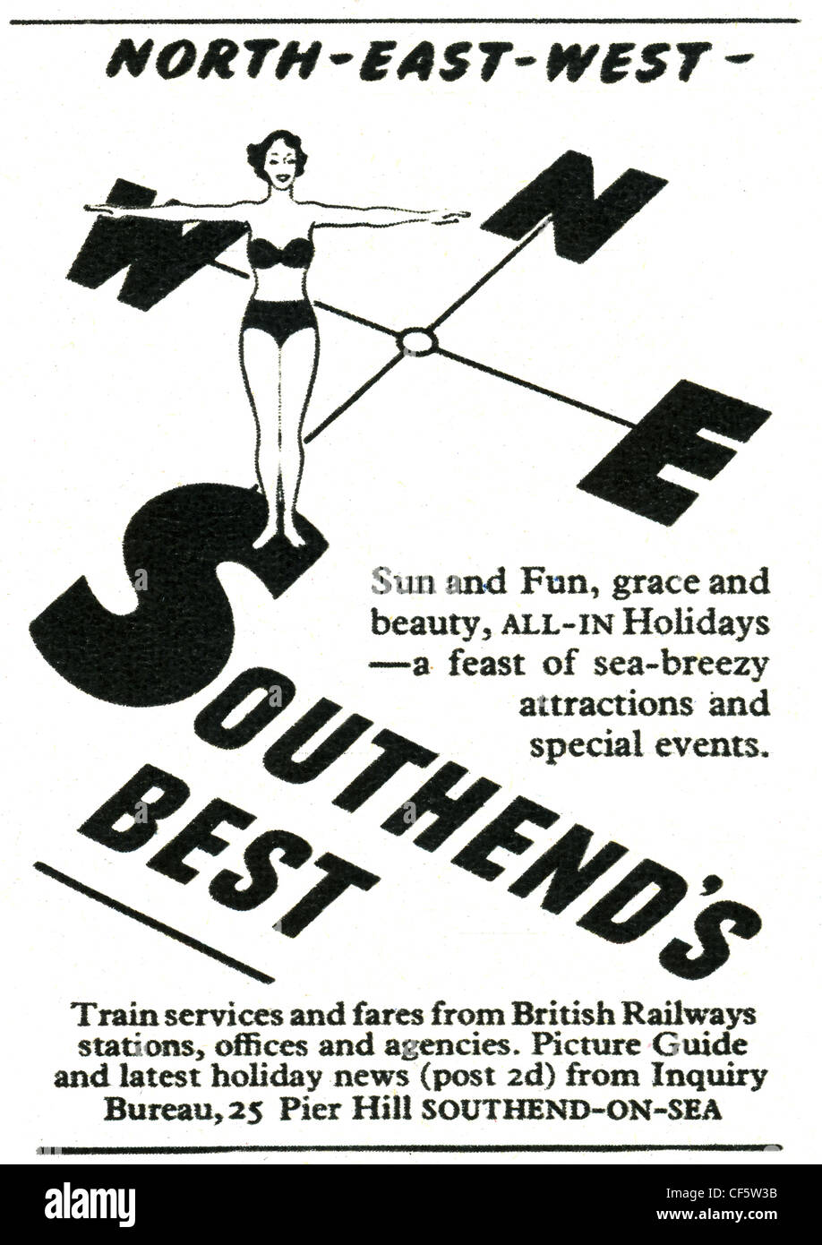 holiday advert for Southend on Sea from 1952 Stock Photo