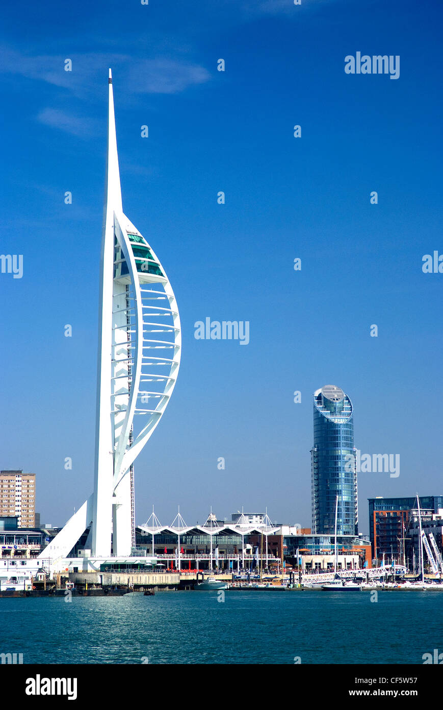 The 170m high Spinnaker Tower on the waterfront at Gunwharf Quays in Portsmouth Harbour. Stock Photo