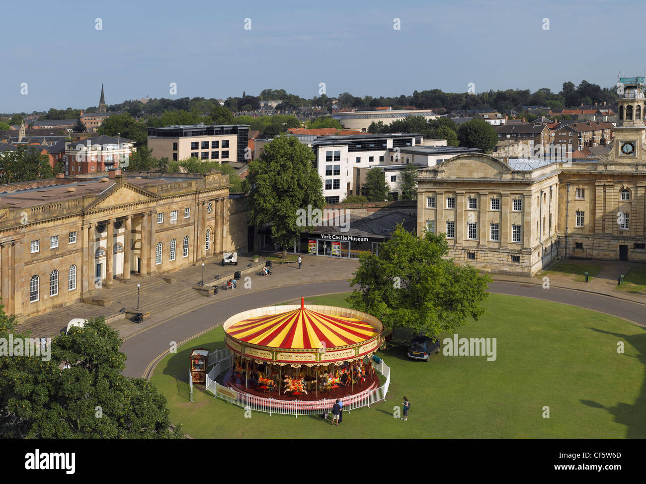 Carousel outside York Castle Museum, one of Britain's leading museums of everyday life. Stock Photo