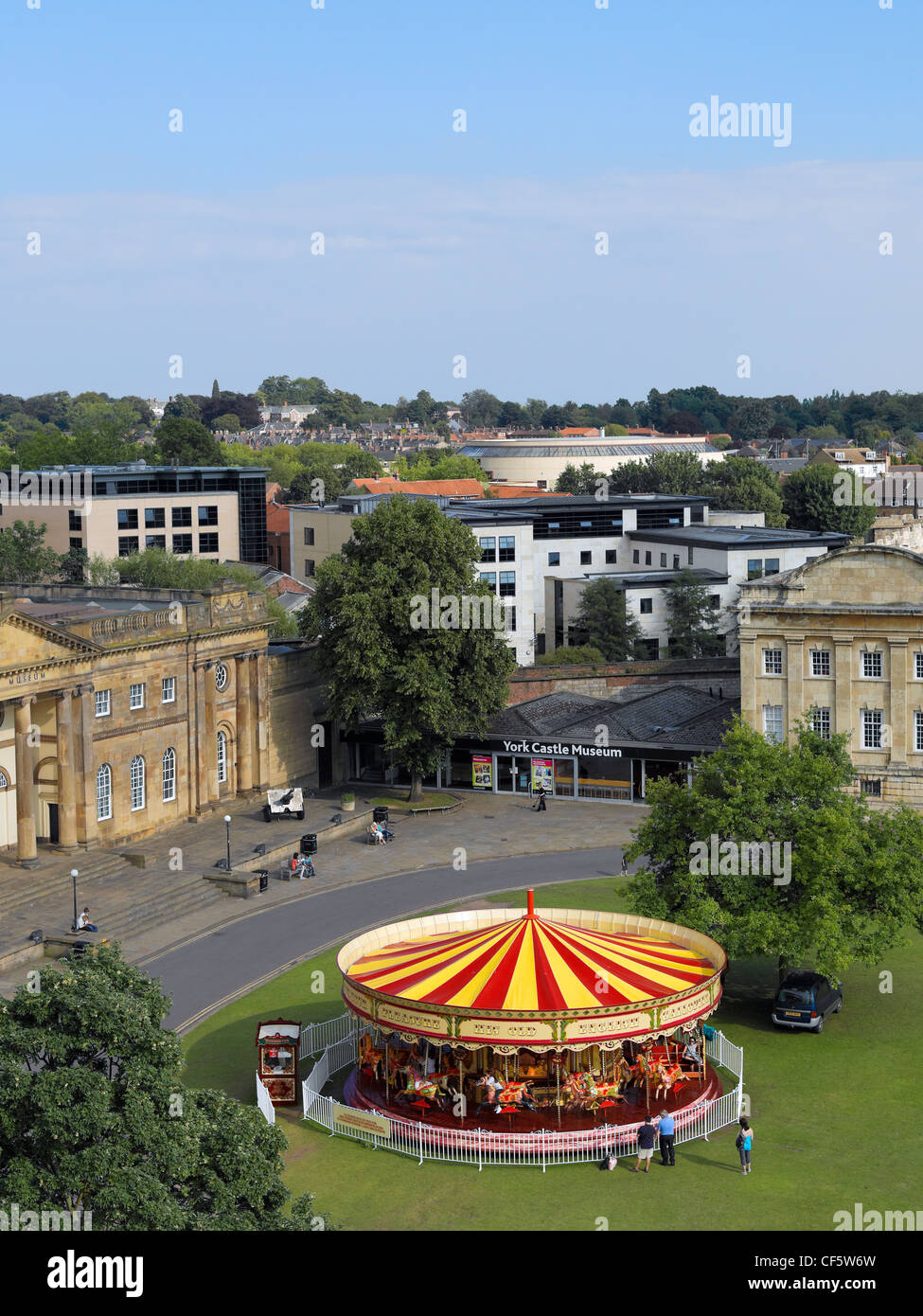 Carousel outside York Castle Museum, one of Britain's leading museums of everyday life. Stock Photo