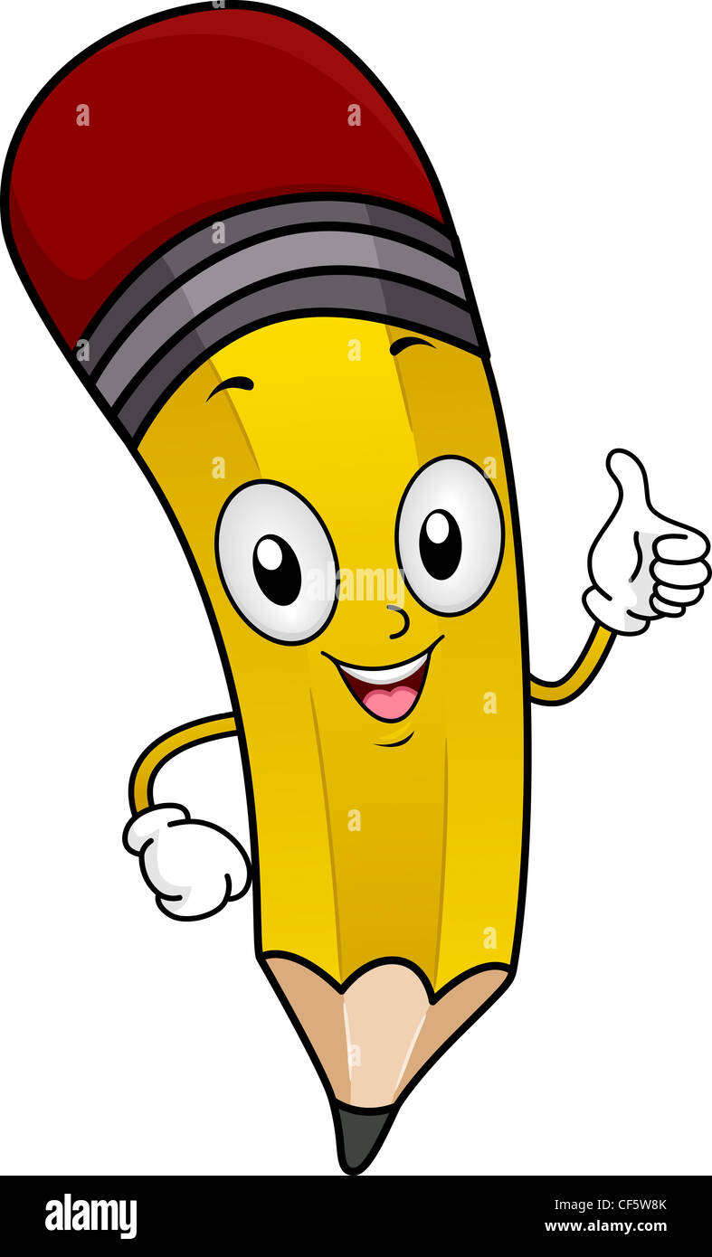 Illustration of a Pencil Mascot Giving a Thumbs Up Stock Photo - Alamy