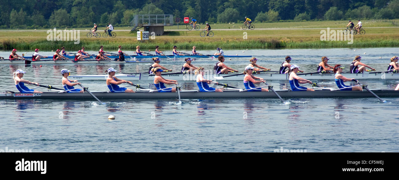 Ladies eights competing at Eton Dorney, the venue for Rowing, Paralympic Rowing and Canoe Sprint events during the London 2012 G Stock Photo