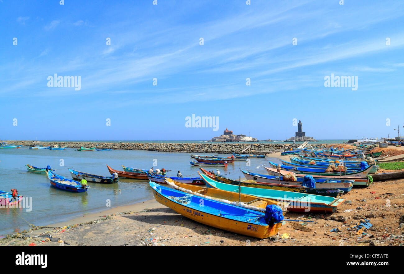 Indian, fishing, boats, blue, sea, catamaran, Cape Comorin, Kanyakumari