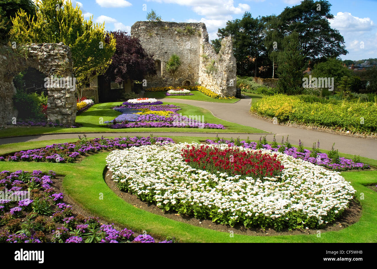 A stunning floral display in the grounds of Guildford Castle. Stock Photo