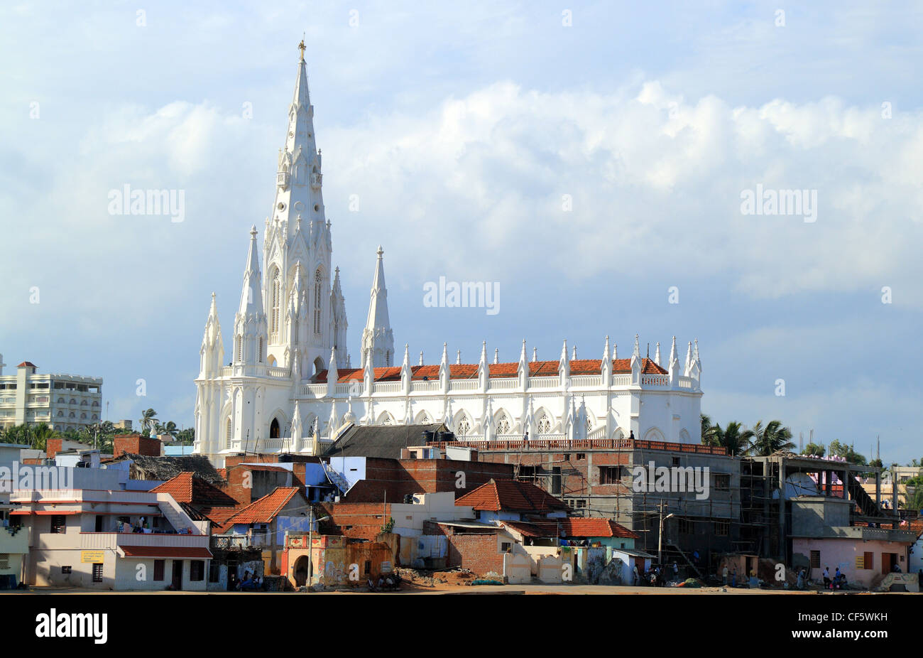 Kanyakumari, church, Cape Comorin, fishermen, colony Tamil ,Nadu, India Stock Photo