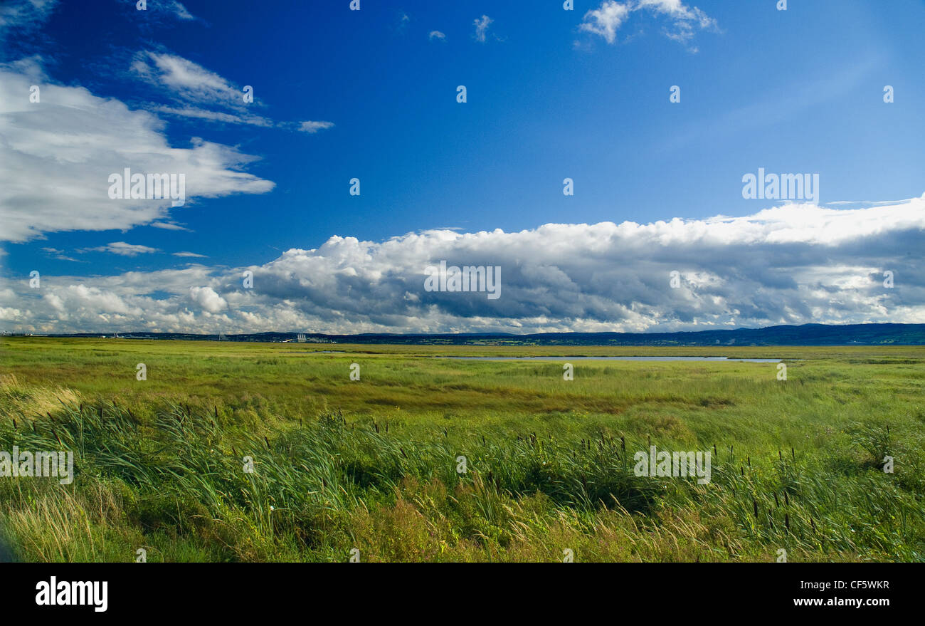 View across Dee Estuary from Parkgate on the Wirral Peninsula. Stock Photo