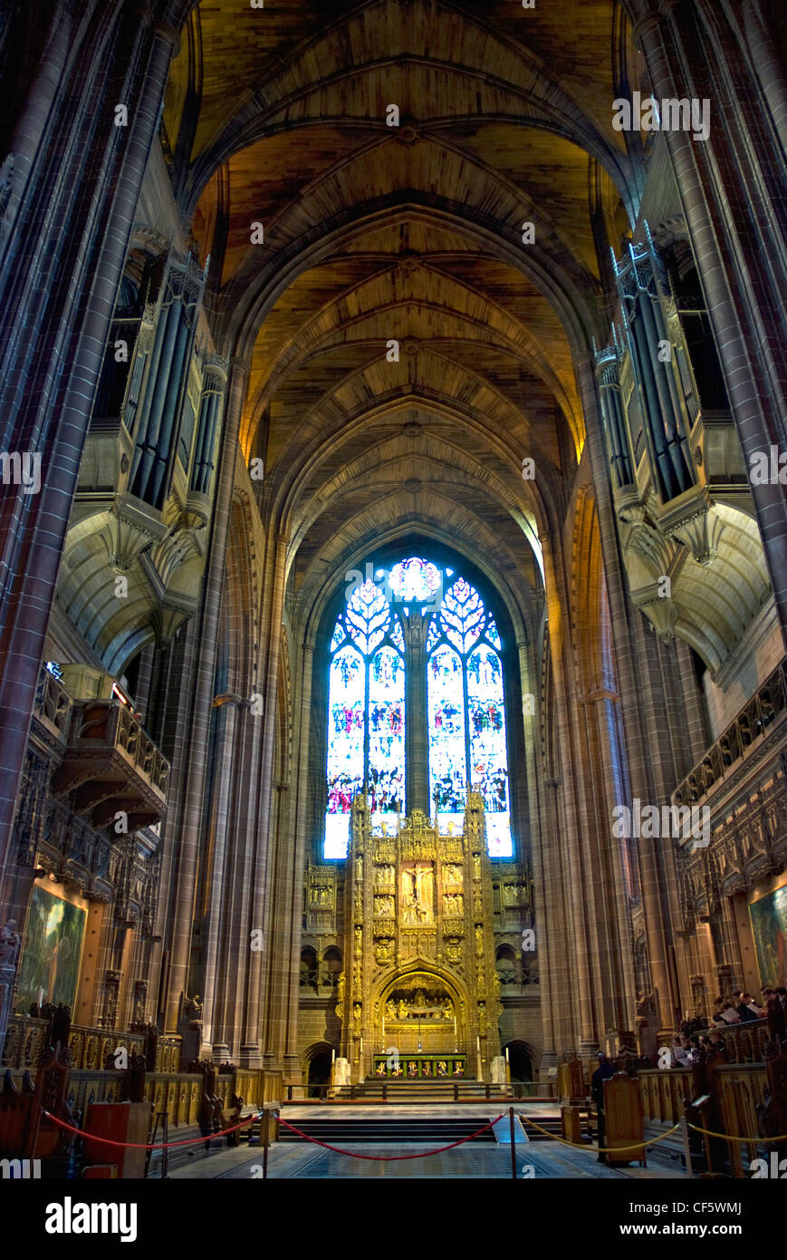 The High Altar inside Liverpool Cathedral. The cathedral is the largest in the UK and fifth largest in the world. Stock Photo