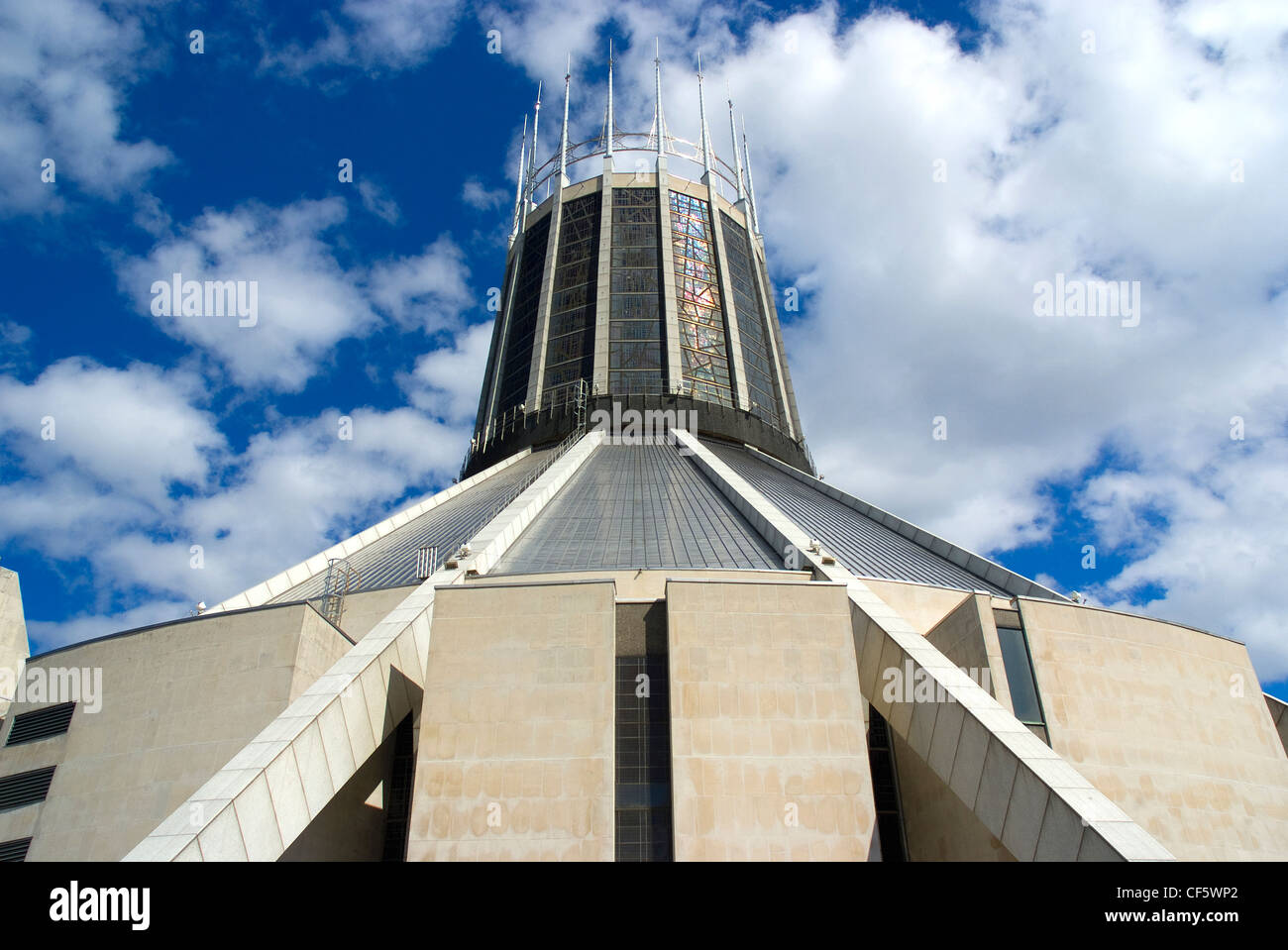 The exterior of Liverpool's Roman Catholic Metropolitan Cathedral dedicated to Christ the King. Stock Photo