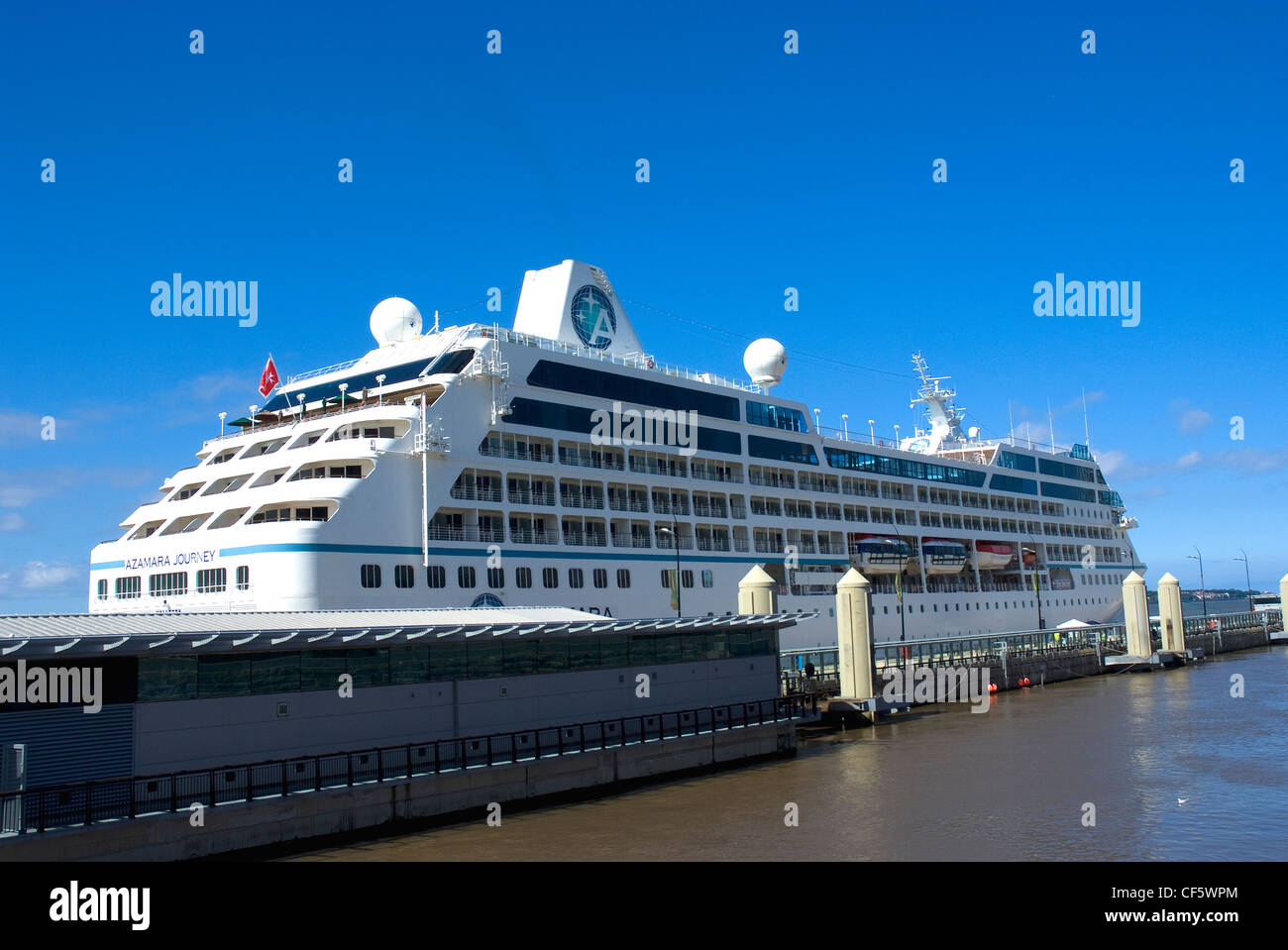 The Azamara Journey cruise ship docked in Liverpool. Stock Photo