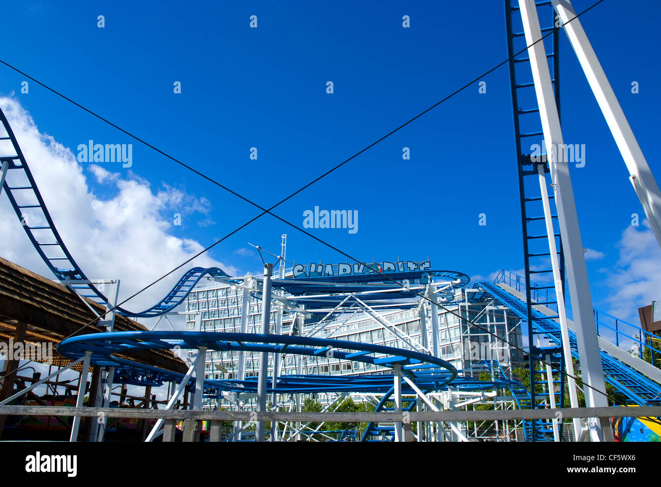 A roller coaster on the top level of Liverpool One, a huge new shopping and leisure development in the city. Stock Photo