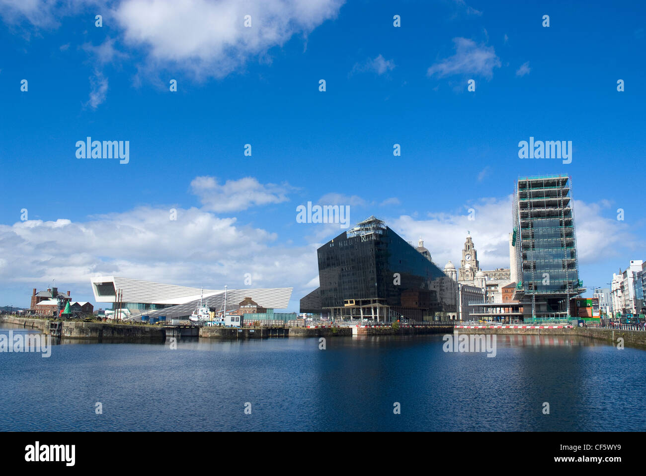 The changing Liverpool skyline featuring the new Museum of Liverpool on Mann Island. Stock Photo