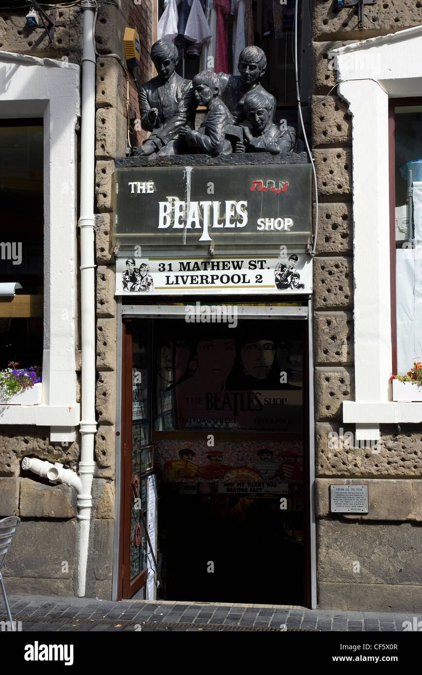 The entrance to The Beatles Shop on Mathew Street. Stock Photo
