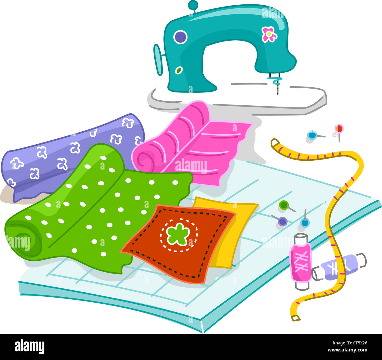 Illustration of Materials Used in Quilting Stock Photo Alamy