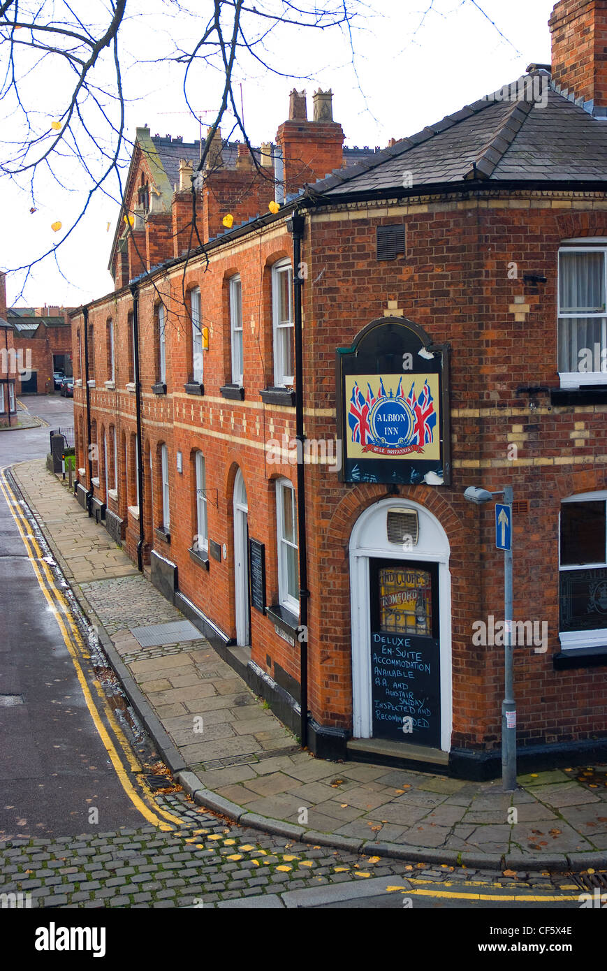 The Albion Inn, the last remaining classic Victorian corner street pub within the City Walls of Chester. Stock Photo