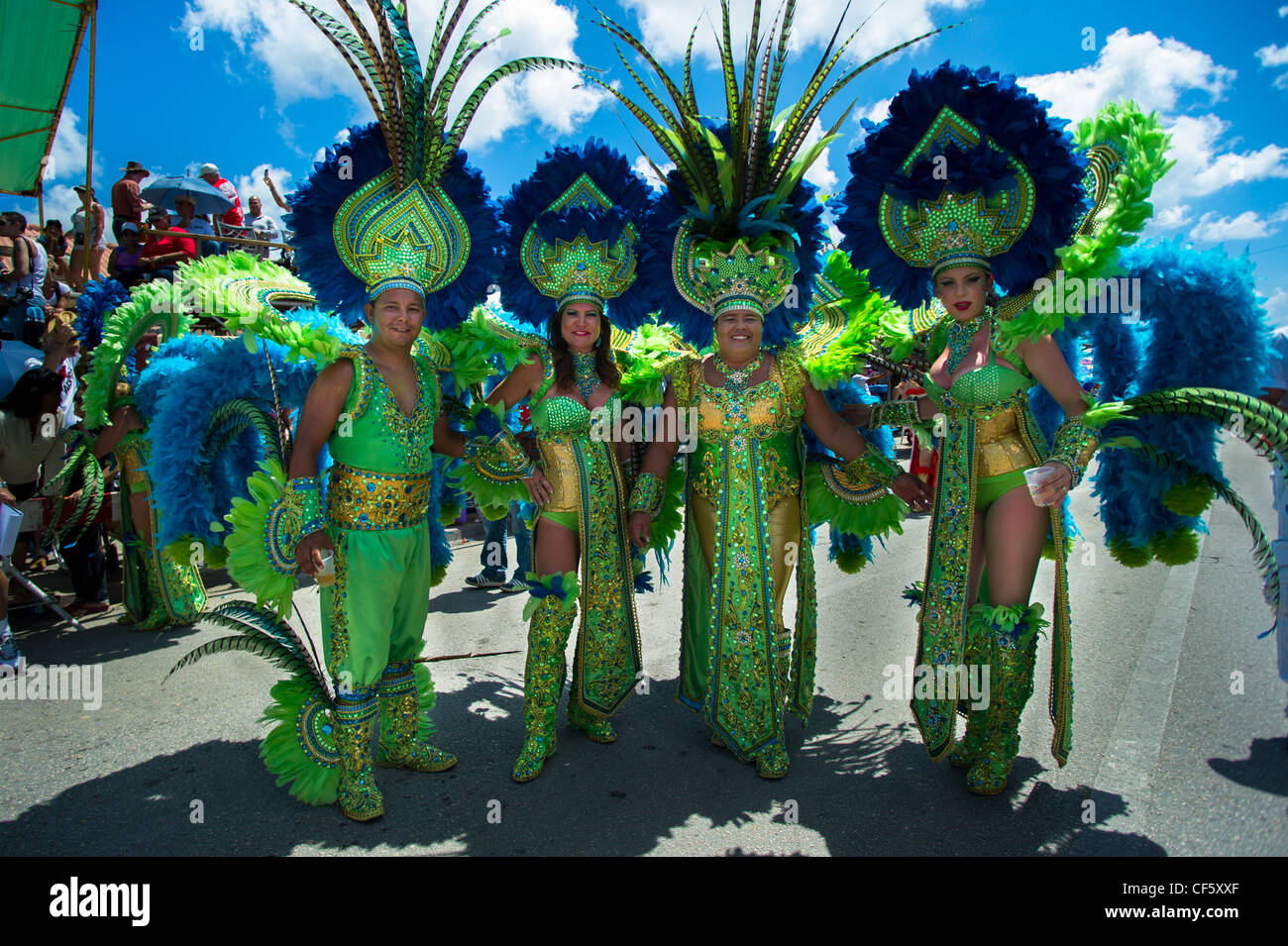 People celebrating Carnival in Aruba Stock Photo
