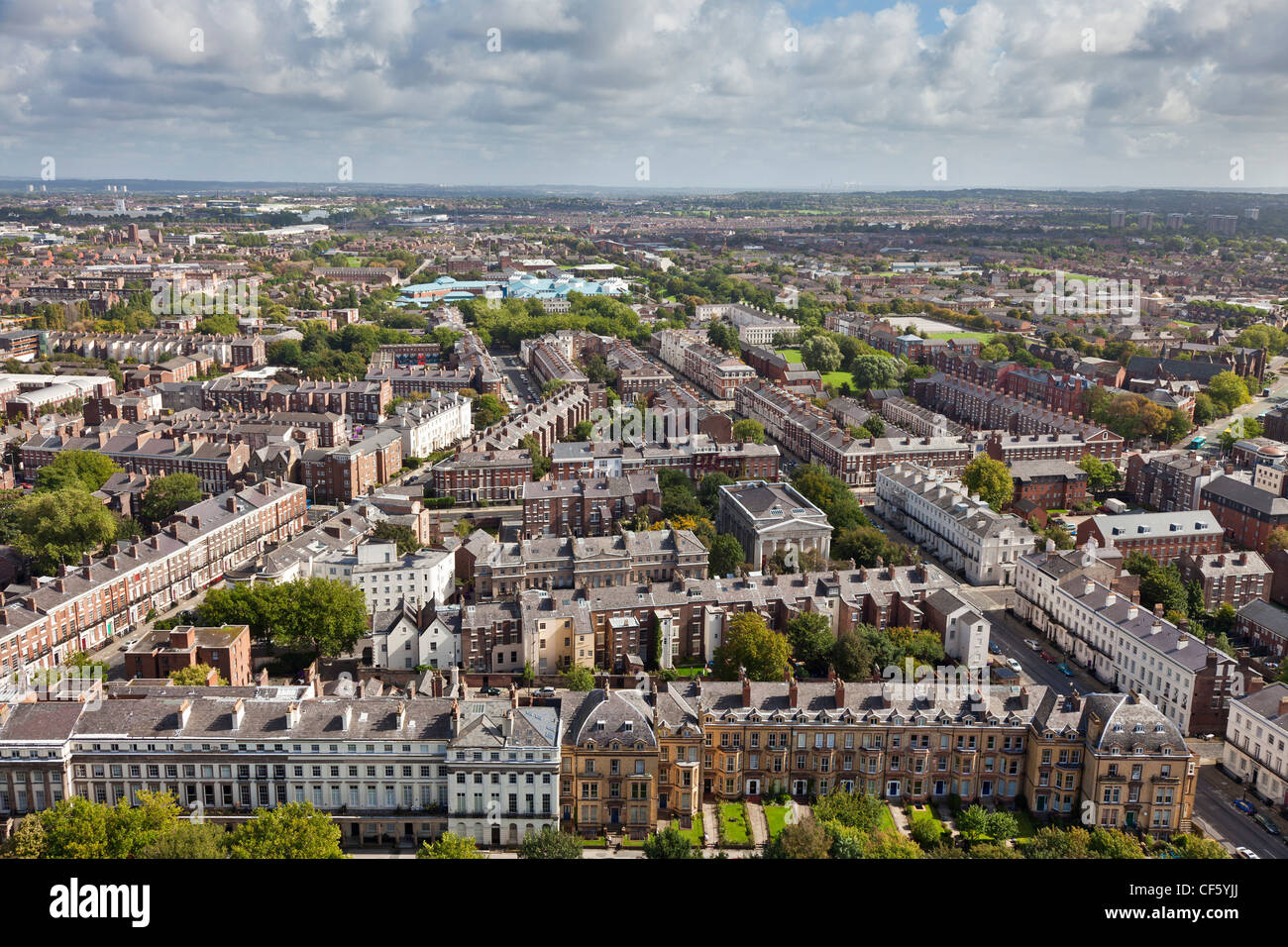 Aerial view over the city of Liverpool. Stock Photo