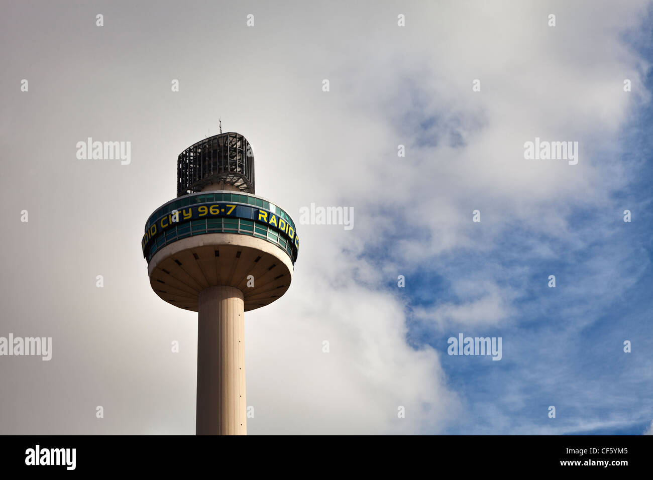 Top of the Radio City tower (St. John's Beacon). It is the second tallest free-standing structure in Liverpool. Since its refurb Stock Photo