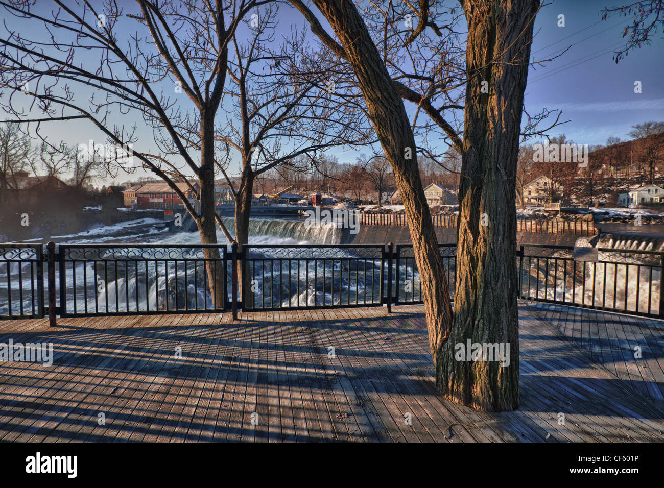 Deck overlooking Salmon Falls in Shelburne Falls, Massachusetts Stock Photo Alamy