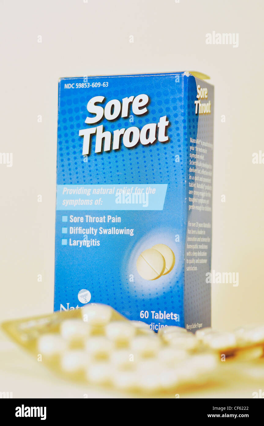 Sore throat remedy pills Stock Photo