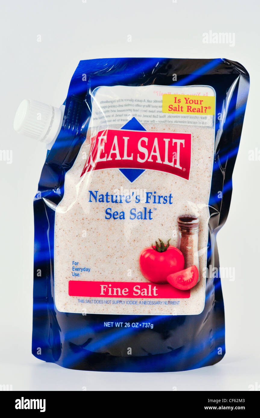 Sea salt package Stock Photo - Alamy