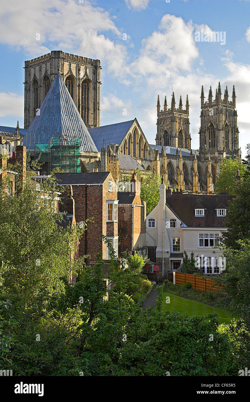 A view toward York Minster from the city wall. Stock Photo